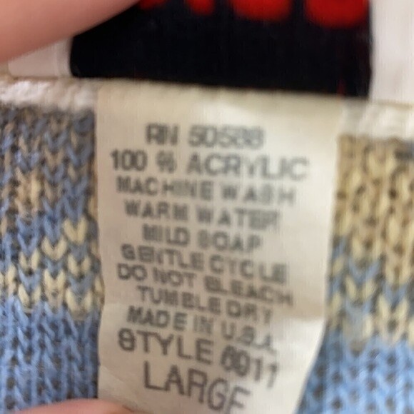 VINTAGE KEREN Pastel Abstract Knit Crewneck Grandma Sweater Slouchy Oversized - Picture 7 of 8